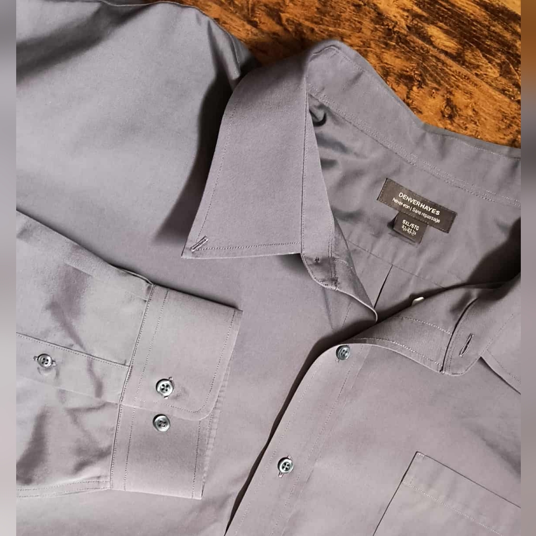 4/$10 Denver Hayes Slate Gray Casual Button Down Shirt Men's 5x